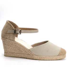 Resim OZ AYAKKABI Gerçek Elişi Bej Kadın Dolgu Topuk Espadril Handmade 