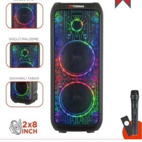 Resim Torima D64 Siyah RGB Ledli Dahili Mikrofon Kumandalı Bluetooth Hoparlör Speaker 