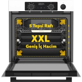 Resim Simfer 8245 11 Fonksiyon Steam Master Ankastre Fırın Beyaz Cam Dijital 