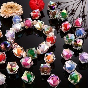 Resim 10 adet 16mm Kare Poligonik Akrilik Boncuklar, Kristal Berraklığında Karışık Renkli Gevşek Aralık Kolye Uçları DIY Gökkuşağı Bileklik Anahtarlık Takı Yapımı için, Kadın El Sanatları Malzemeleri, Bilezik Kolye Uçları | Parıldayan Aksesuarlar | Akrilik Kristaller, Bilezik Yapım Malzemeleri 
