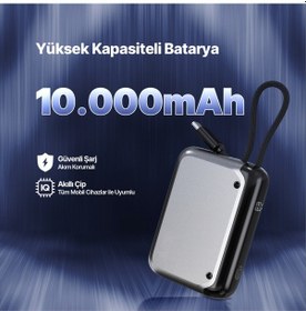 Resim Ttec 2BB228UG Recharger LCD 10.000 mAh PD 30W USB-C Dahili Kablolu Taşınabilir Hızlı Şarj Aleti/Powerbank 