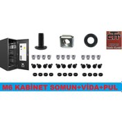 Resim Kabinet Somunu Rack Kabin-Server Kafes Somun+Siyah Vida+Siyah Pul 12 Adet 