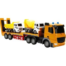 Resim 1:18 Suncon Sesli Ve Işıklı Usb Şarjlı Uzaktan Kumandalı Taşıyıcı Kamyon 50 Cm 43264 Kahverengi Kamyon Çok Renkli 