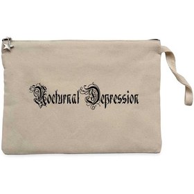 Resim Nocturnal Depression Text Krem Clutch Astarlı Cüzdan / El Çantası - Krem 