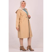 Resim 33055 Büyük Beden Fermuarlı Bondit Kap-Bej 