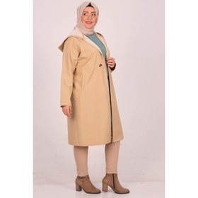 Resim 33055 Büyük Beden Fermuarlı Bondit Kap-Bej 