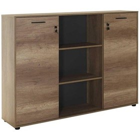 Resim Adoremobilya Newyork Geniş 3 Katlı 2 Kilitli Kapaklı Kitaplık - Tori Ahşap 