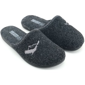 Resim Gezer Erkek Kışlık Keçe Çıkarılabilir Cırt Cırtlı İç Taban Rahat Ev Bahçe Terlik Antrasit 