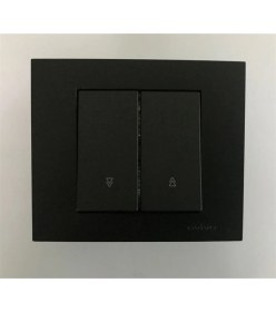 Resim Çağatay Elektrik Çağatayelektrik Ovivo Grano Siyah Jaluzi Kumanda Anahtarı Mekanizma+ Çerçeveli 
