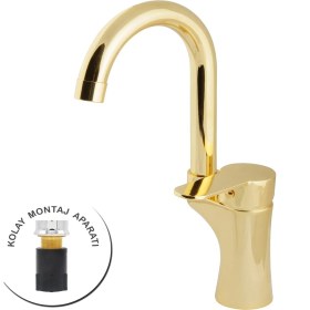 Resim Kupp Lavabo Bataryası Mix Kuğu Lavabo Bataryası SIG7104B Altın 