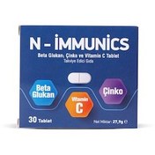 Resim N-immunics Vitamin C Beta Glukan ve Çinko İçeren Takviye Edici Gıda 30 Tablet 