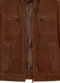 Resim Wade Erkek Kahverengi Slim-Fit Süet Deri Ceket - Kahverengi / 