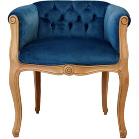 Resim Hanel Mobilya Elizabeth Kapitoneli Tekli Koltuk Mavi Kadife Kumaş 