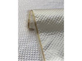 Resim Krem 60 cm x 10 mt Gold Su Taşı Detay Lüx Saten Kapitone Raf Örtüsü/ Çekmece Örtüsü / Dolap Içi Ört 