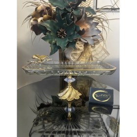 Resim Paşabahçe Metal Ayaklı Kelebek Figürlü Yaldızlı Sunumluk Tabak, dekoratif Borcam, hediyelik, şekerlik 