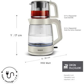 Resim Allians Cam Çay Makinesi Xl 2 In 1, Pratik ve Şık Tasarım 