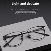 Resim Hafif Titanyum Kare Çerçeveli Gözlük - Öğretmenler, Öğrenciler ve Profesyoneller için Zarif & Minimalist Tasarım, Yüksek Kaliteli TAC Lensler, Vintage Stil, Gerekli Değil, Şık Aksesuar|Minimalist Moda|Titanyum Çerçeve 