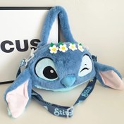 Resim 1 adet Disney Stitch Plush Crossbody Çanta - Canlı Mavi ve Pembe Karakter Tasarımı Fermuar Kapatma ile, Sevgililer Günü, Noel, Doğum Günleri ve Partiler için Mükemmel Hediye, Elde Yıkanabilir Polyester Astar, Disney Çanta, Rahat Aksesuar, Dikişli Dokuma 
