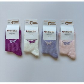 Resim Ekinoks Socks Fiyonk Desenli 4'lü Kız Çocuk Soket Çorap Seti Lila 