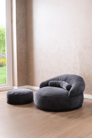 Resim Doqu Home Living Puf Berjer Vista Antrasit 