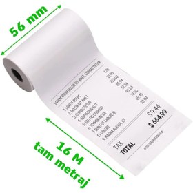 Resim Merwish 56mm x 16m Termal POS Rulo Kağıt Termal Yazıcı ve Yazar Kasa İçin Uyumlu Net Kalıcı Baskı 10 Adet 
