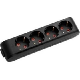 Resim Viko Dörtlü Siyah Kablosuz Topraklı Grup Priz 