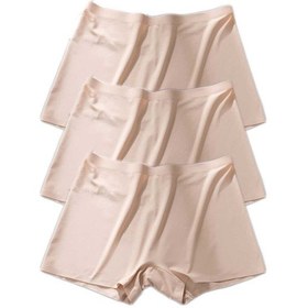 Resim 3 Adet Kadın Dikişsiz Görünmez İz Yapmaz Mini Şort Boxer Ten Altın - Lacivert 