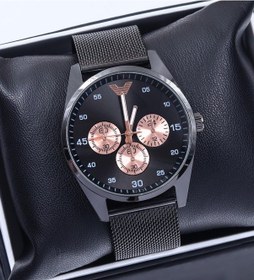 Resim Kişiye Özel Bileklik & Spectrum Hasır Kordon Siyah Erkek Kol Saat 