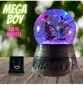 Resim Mega Boy Kar Küresi Püskürtme Motorlu Işıklı Müzikli Kolye Hediyeli Kış Masalı 