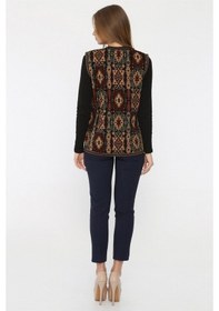 Resim Uludağ Triko Kadın Kilim Desen Yelek / Gümüş 
