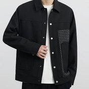 Resim Erkek Wrinkle-Resistant Notch Lapel Ceket - Siyah ile Hafif Kontrast Piping, Rahat Fit Casual Blazer için Bahar/Sonbahar, Makine-Yıkamalı Polyester, Casual & Semi-Formal Giyim için Çok Yönlü, Bahar Dış Giyim, Twotone Tasarım, Yapılandırılmış Tasarım 