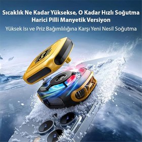 Resim Memo CX12 Pro 2000Mah Bataryalı i Manyetik Cep Telefon Soğutma, SARI 