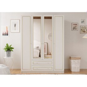 Resim Rabi Mobilya Gold Country 4 Kapak 2 Çekmeceli Aynalı Gardırop 