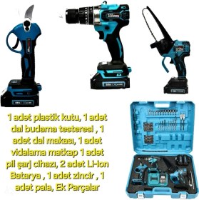 Resim Prohummer Akülü 3ʻlü Bahçe Seti Dal Budama, Testere ve Vidalama 58VF PH218 