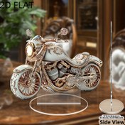 Resim 2D Düz Kristal Motosiklet Heykeli - Şık Altın ve Beyaz Renkli Detaylı Süslü Tasarım, Dayanıklı Plastik İç/Dış Mekan Dekorasyonu Noel Cadılar Bayramı Paskalya Şükran Günü için, Elektriksiz, Ev Ofis Dekoru için Mükemmel Hediye, Motosiklet Hediyeleri, Sofistike Tasarım, Kristal Görünüm 