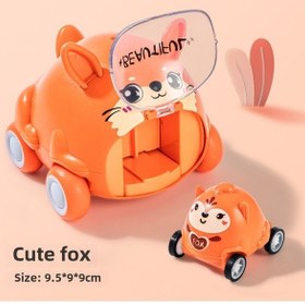 Resim Turuncu Tilki, Sevimli Mancınık Arabası - Mini Ataletle Geri Çekilebilen Araba, Eğitici Ebeveyn-çocuk Etkileşimi Çok Renkli 