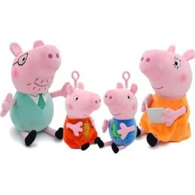Resim Peppa Pig Aile Seti Peppa Sevimli Karikatür Peluş Oyuncak Peppapig -Yeni 