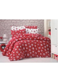 Resim Yılbaşı Konsepti Kırmızı Çift Kişilik Nevresim Takımı Kırmızı 
