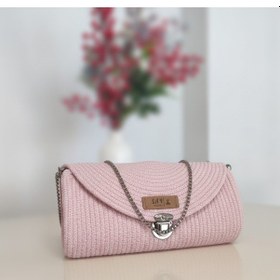 Resim Kadın Çanta, Portföy Çantası, Tres İp, Kordon İp Çanta, Sağlam Kullanışlı Pudra - Pembe 