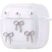 Resim Airpods Uyumlu 4 Airbag 44 Airbag Tasarımlı Simli Şeffaf Kutup Kılıf Fiyonk 