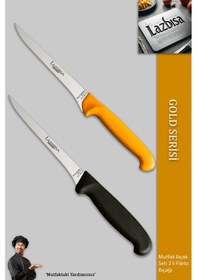 Resim Lazbisa Mtf-057 Gold Incisive Serisi Balık Fileto Bıçağı Et Steak Bıçak Mutfak Bıçak Sarı 