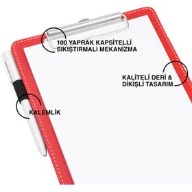 Resim 2K Sekreterlik,A5 Küçük Boy,Kapaksız,A5 Clipboard Vegan Suni Deri,17,5x24,5 cm.,Kırmızı 
