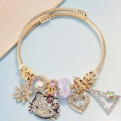 Resim Sanrio for hello kitty Pendant Necklace, Cute Cartoon, Adjustable, Hollow, Zinc Alloy, Durable, with Shiny Beads, for Teenagers, Valentine'S Day 
