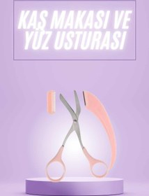 Resim Genel Markalar Taraklı Kaş Makası ve Ustura Seti Kaş Düzeltme Makası Kaş Bıyık Alma Aleti 