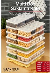 Resim Multi Box 27 Parça 5 Farklı Boy Saklama Kabı Seti - Dondurucu & Mikrodalga Uyumlu Krem 