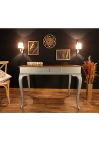 Resim Wooding-Mobilya Wooding 120 Cm Çekmeceli Masif Gri Ceviz Çalışma Masası 