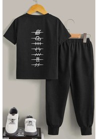 Resim Çocuk Ninja Akatsuki Alt - Üst Eşofman Takımı Siyah 