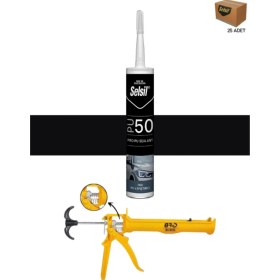 Resim Selsil Pu Mastik 280 Ml Siyah 25 Adet ,alüminyum Tabanca Siyah 