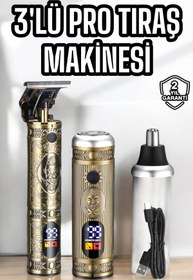 Resim Tıraş Makinesi Üç Başlıklı Saç Sakal ve Vücut Tıraşına Uygun 