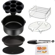 Resim Yuandong 8 Parça 8 Inç (20cm) Yui / Xiaomi / Philips / Kumtel Uyumlu Air Fryer Aksesuarları Set - Siyah (Yurt Dışından) 